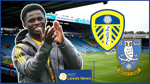 Largie Ramazani avoids "disastrous" moment in Leeds United v Sheffield Wednesday. Credit: Imago