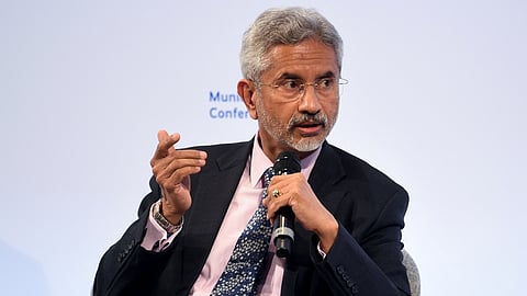 FILE PHOTO: Indian Foreign Minister Subrahmanyam Jaishankar speaks during the annual Munich Security Conference, in Munich, Germany February 19, 2022.
