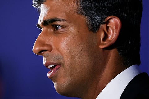 FILE PHOTO: Former British Chancellor of the Exchequer (finance minister) Rishi Sunak speaks to the media at an event to launch his campaign to be the next Conservative leader and Prime Minister, in London, Britain, July 12, 2022. 