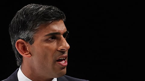 FILE PHOTO: Britain's Conservative leadership candidate Rishi Sunak speaks during a hustings event, part of the Conservative party leadership campaign, at Perth Concert Hall, in Perth, Scotland, Britain August 16, 2022. 

