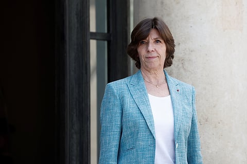 FILE PHOTO: French Foreign and European Affairs Minister Catherine Colonna leaves the Elysee Palace after the weekly cabinet meeting in Paris, France, July 29, 2022. 