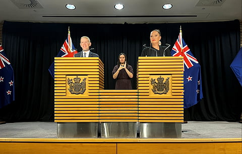 Chris Hipkins and Carmel Sepuloni attend a news conference after being confirmed as the new Prime Minister and Deputy Prime Minister in Wellington New Zealand, January 22, 2023. 