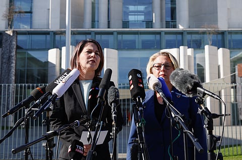 German Foreign Minister Annalena Baerbock and Economic Cooperation and Development Minister Svenja Schulze give a statement, in Berlin, Germany March 1, 2023. 