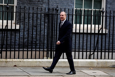 FILE PHOTO: Deputy Prime Minister and Justice Secretary Dominic Raab walks at Downing Street in London, Britain March 15, 2023. 