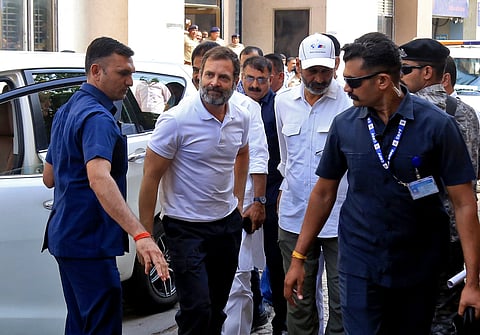 Rahul Gandhi, a senior leader of India's main opposition Congress party, arrives to appear before a court in Surat in the western state of Gujarat, India, March 23, 2023. 