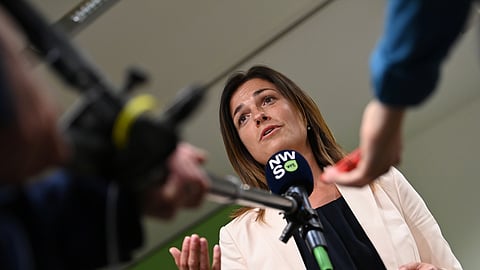 FILE PHOTO: Hungary's Justice Minister Judit Varga gives a joint press conference during a General Affairs Council in Luxembourg, June 22, 2021. 