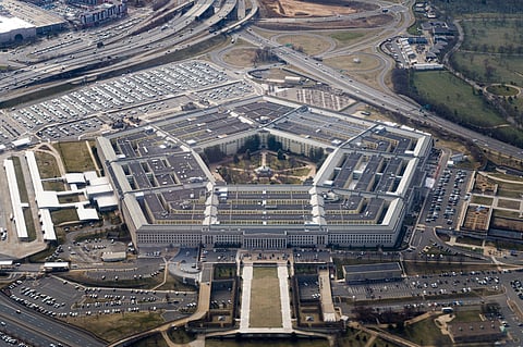 FILE PHOTO: The Pentagon is seen from the air in Washington, U.S., March 3, 2022, more than a week after Russia invaded Ukraine. 