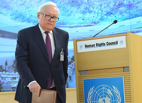 FILE PHOTO: Russian Deputy Foreign Minister Sergei Ryabkov attends the Human Rights Council at the United Nations in Geneva, Switzerland March 2, 2023. 
