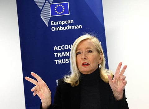 FILE PHOTO: The European Ombudsman Emily O'Reilly speaks during an interview with Reuters in Brussels, Belgium February 28, 2023. 