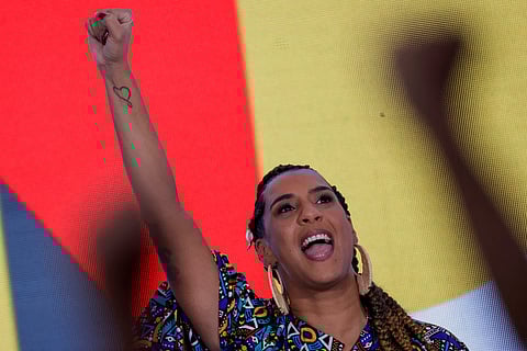 FILE PHOTO: New Minister of Racial Equality Anielle Franco gestures during the inauguration ceremony at the Planalto Palace in Brasilia, Brazil January, 11, 2023. 