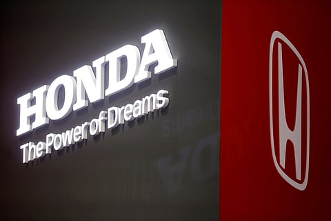FILE PHOTO: The Honda logo is displayed at the 89th Geneva International Motor Show in Geneva, Switzerland, March 5, 2019. 