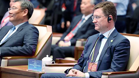 FILE PHOTO: Russian Deputy Prime Minister Alexander Novak attends a session of the Russian-Chinese Business Forum in Shanghai, China, May 23, 2023. 
