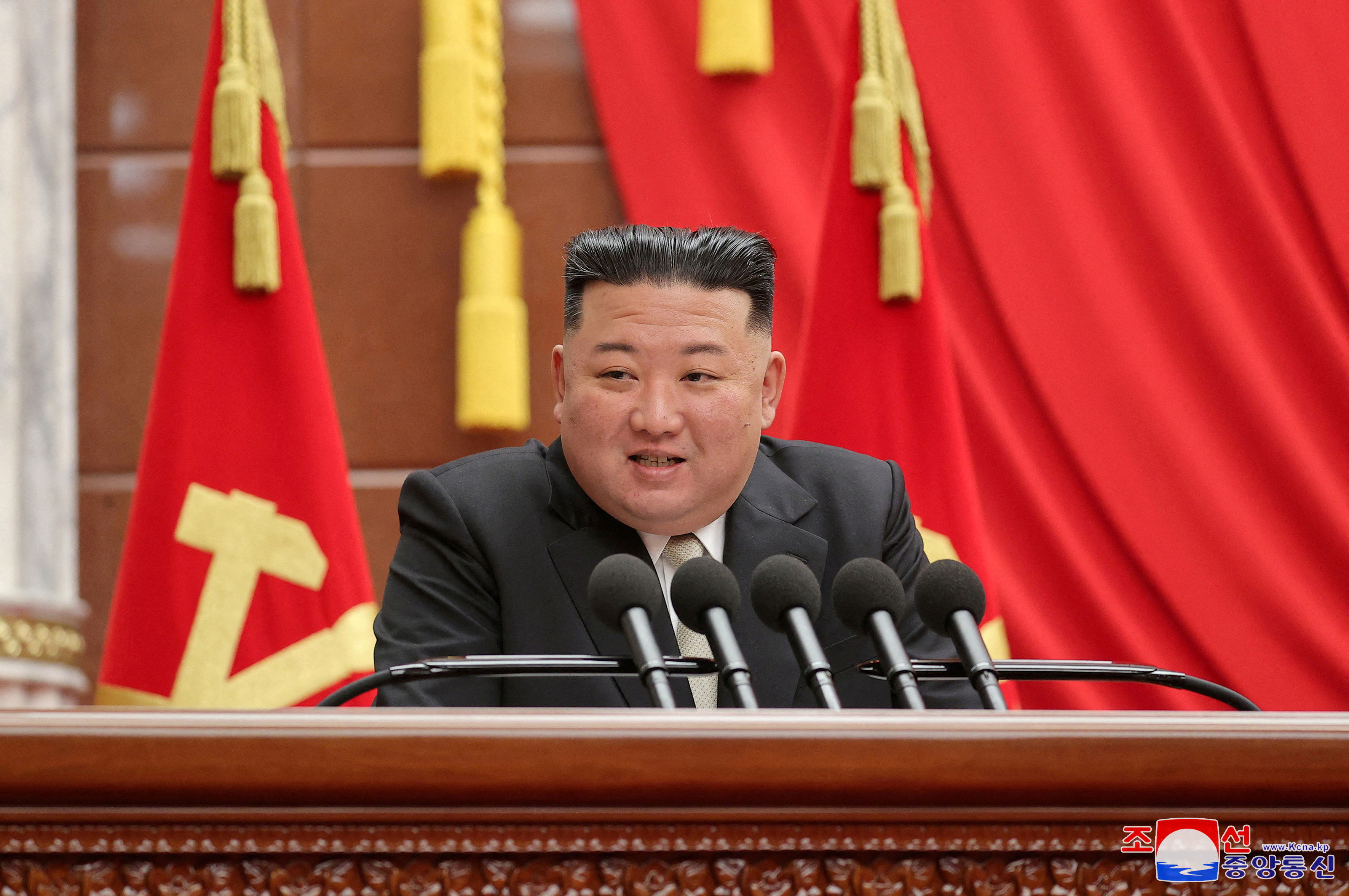 FILE PHOTO: North Korean leader Kim Jong Un attends the 7th enlarged plenary meeting of the 8th Central Committee of the Workers' Party of Korea (WPK) in Pyongyang, North Korea, March 1, 2023 in this photo released by North Korea's Korean Central News Agency (KCNA).