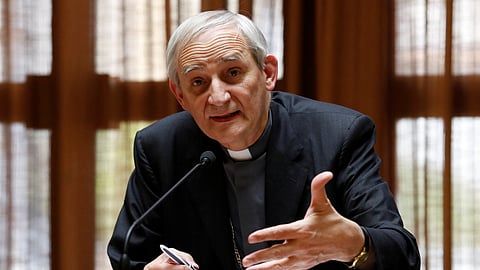 FILE PHOTO: Cardinal Matteo Zuppi, President of Italian Episcopal Conference (CEI), holds a press conference at the end of the CEI General assembly, at the Vatican, May 25, 2023. 