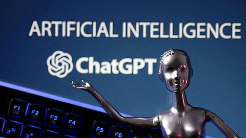 FILE PHOTO: ChatGPT logo and AI Artificial Intelligence words are seen in this illustration taken, May 4, 2023. 