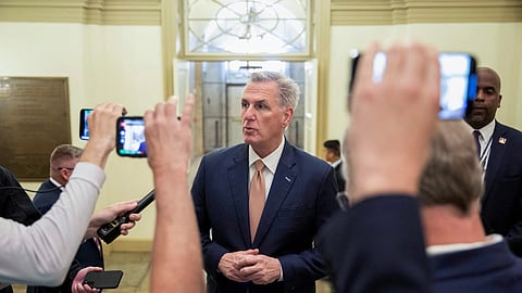 FILE PHOTO: U.S. House Speaker Kevin McCarthy (R-CA) speaks to reporters on Capitol Hill in Washington, U.S., June 8, 2023. 