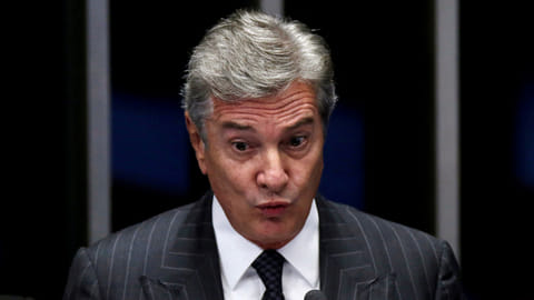 FILE PHOTO: Then-Senator Fernando Collor de Mello, also a former Brazilian president, during a vote session on the impeachment of President Dilma Rousseff in Brasilia, Brazil, May 11, 2016. 