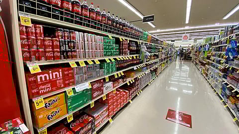 FILE PHOTO: Sodas on shelves at a Vons grocery store in Pasadena, California, U.S., June 10, 2020. 