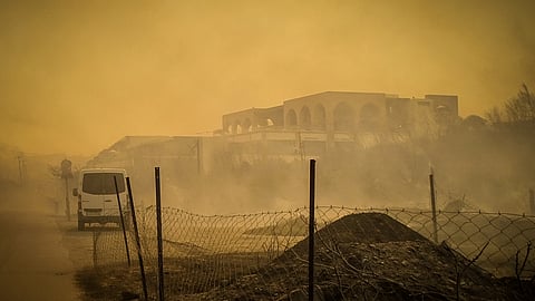 A burnt hotel is seen during a wildfire on the island of Rhodes, Greece, July 22, 2023. 