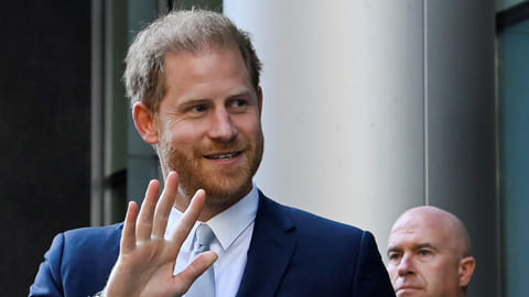 FILE PHOTO: Britain's Prince Harry, Duke of Sussex, gestures as he departs the Rolls Building of the High Court in London, Britain June 7, 2023. 