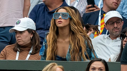 FILE PHOTO: Jul 14, 2023; London, United Kingdom; Singer, songwriter, Shakira in attendance for the Carlos Alcaraz (ESP) and Daniil Medvedev match on day 12 at the All England Lawn Tennis and Croquet Club. 