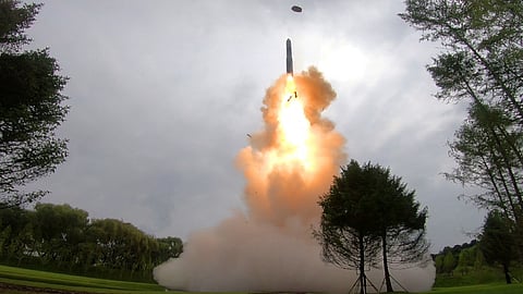 Hwasong-18 intercontinental ballistic missile is launched from an undisclosed location in North Korea in this image released by North Korea's Korean Central News Agency on July 13, 2023. 