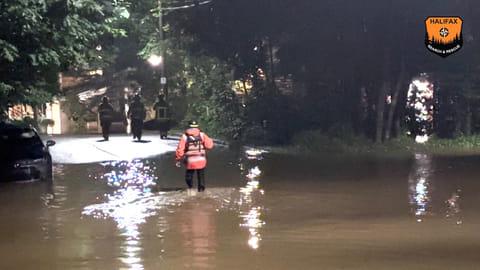 Rescue personnel operates, in this video screengrab, in Bedford, Nova Scotia, Canada, July 21, 2023. 