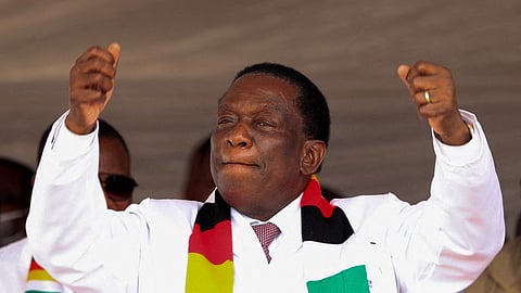 FILE PHOTO: Zimbabwe's President Emmerson Mnangagwa attends the event to commission the Prospect Lithium mine and processing plant in Goromonzi, Zimbabwe July 5, 2023. 