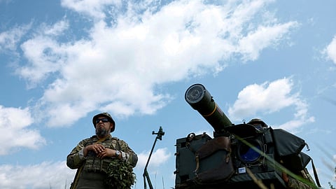 FILE PHOTO: Ukrainian servicemen of an air defence unit operate a Swedish RBS 70 portable air-defence system during their combat shift, amid Russia's attack on Ukraine, in Kyiv region, Ukraine June 27, 2023. 