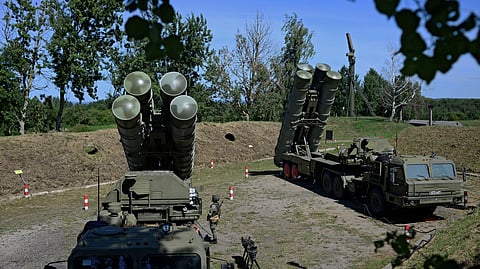 Russian S-400 missile air defence systems are seen during a training exercise at a military base in Kaliningrad region, Russia August 11, 2020. 