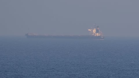 FILE PHOTO: A grain ship carrying Ukrainian grain is seen in the Black Sea, amid Russia's attack on Ukraine, near Ukrainian port of Odesa, Ukraine November 2, 2022. 