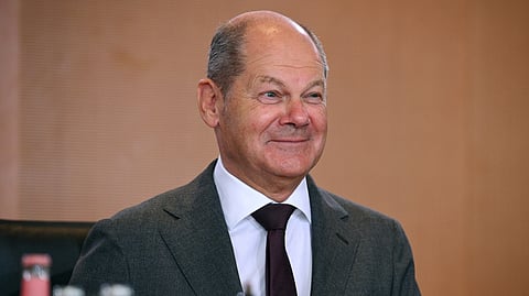 German Chancellor Olaf Scholz attends the weekly cabinet meeting at the Chancellery in Berlin, Germany August 16, 2023. 