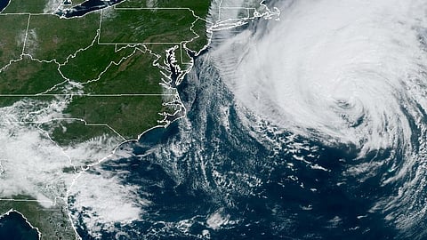 A composite image shows Hurricane Lee churning towards New England and Eastern Canada, September 15, 2023. 