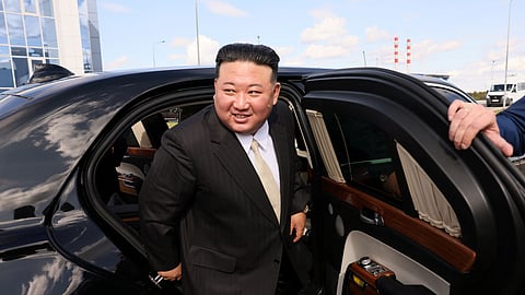 North Korea's leader Kim Jong Un arrives at the Vostochny Сosmodrome for a meeting with Russia's President Vladimir Putin, in the far eastern Amur region, Russia, September 13, 2023. 