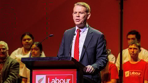FILE PHOTO: Prime Minister and Labour Party Leader Chris Hipkins speaks at the New Zealand Labour Party’s election campaign launch event in Auckland, New Zealand, September 2, 2023. 