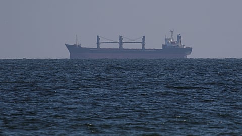 FILE PHOTO: Palau-flagged bulk carrier Aroyat arrives to the sea port of Chornomorsk for loading with grain, amid Russia's attack on Ukraine, near Odesa, Ukraine September 16, 2023.