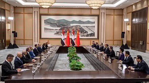 Chinese President Xi Jinping meets with Syria's President Bashar al-Assad and other officials in eastern Hangzhou city, China, September 22, 2023.