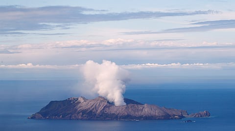 FILE PHOTO: An aerial view of the Whakaari, also known as White Island volcano, in New Zealand, December 12, 2019. 