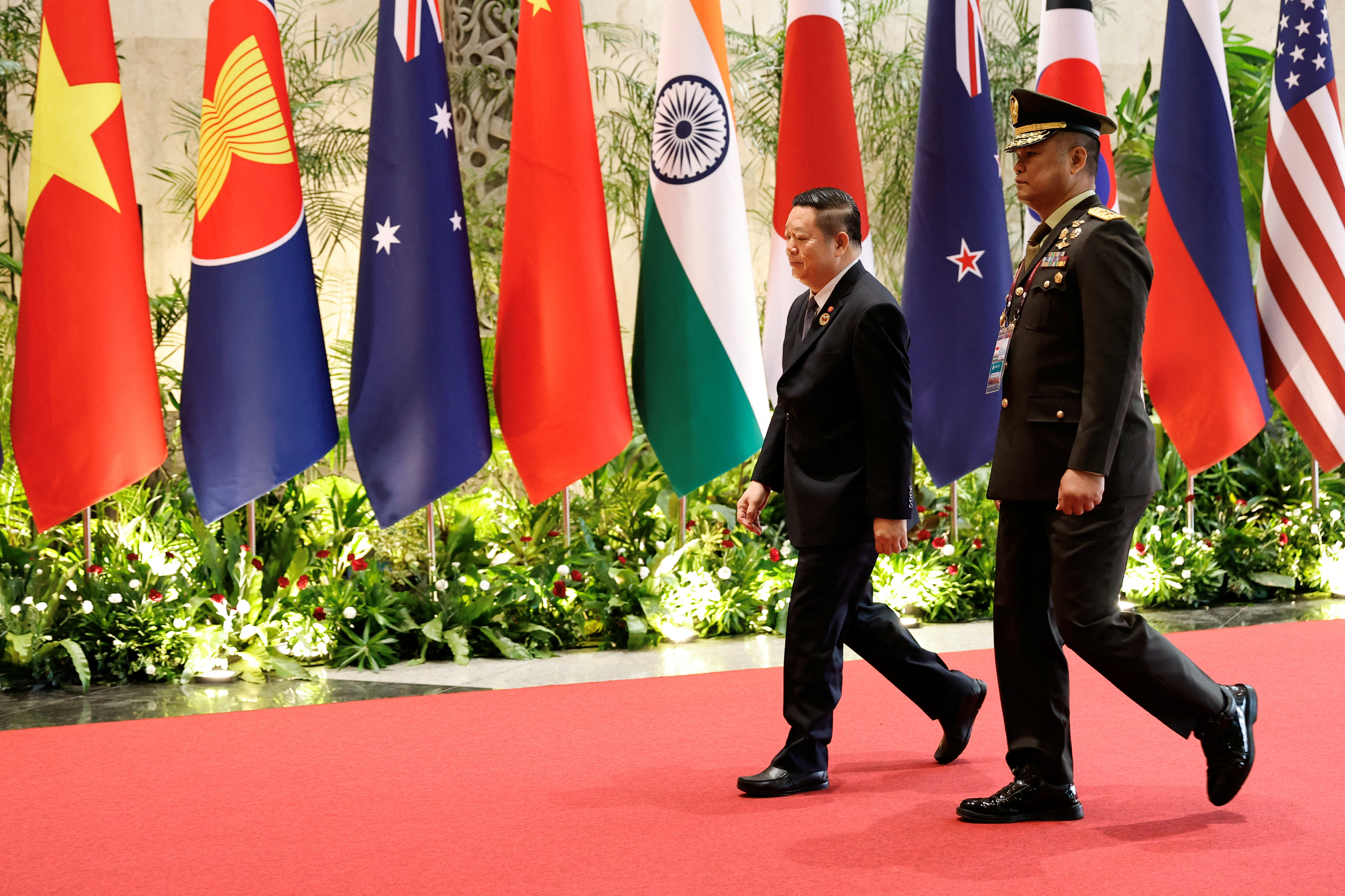 ASEAN Secretary-General Kao Kim Hourn arrives to attend the ASEAN Defence Ministers' Meeting (ADMM) in Jakarta, Indonesia, November 15, 2023. 
