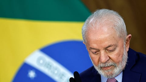 FILE PHOTO: Brazil's President Luiz Inacio Lula da Silva attends a press conference at the Planalto Palace in Brasilia, Brazil, November 1, 2023. 