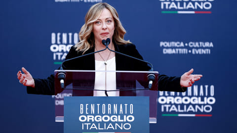 FILE PHOTO: Italian Prime Minister Giorgia Meloni attends political festival Atreju organised by Brothers of Italy (Fratelli d'Italia) right-wing party, in Rome, Italy, December 16, 2023. 
