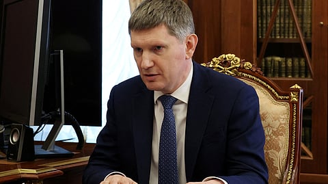 FILE PHOTO: Russian Economic Development Minister Maxim Reshetnikov attends a meeting with Russian President Vladimir Putin at the Kremlin in Moscow, Russia May 4, 2023. 
