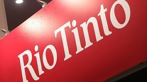FILE PHOTO: The Rio Tinto logo is displayed above the global mining group's booth at the Prospectors and Developers Association of Canada (PDAC) annual conference in Toronto, Ontario, Canada March 7, 2023. 