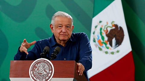 FILE PHOTO: Mexico's President Andres Manuel Lopez Obrador speaks during his daily press conference, in Acapulco, Mexico December 20, 2023. 