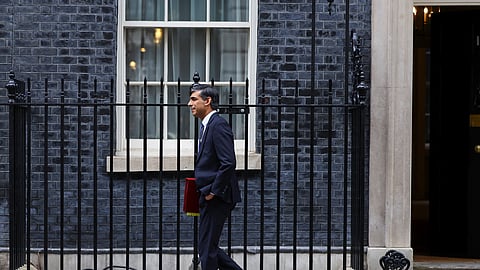 FILE PHOTO: British Prime Minister Rishi Sunak leaves Downing Street in London, Britain, March 13, 2024. 