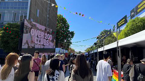 FILE PHOTO: Students during orientation week at The University of Sydney February 15, 2023.