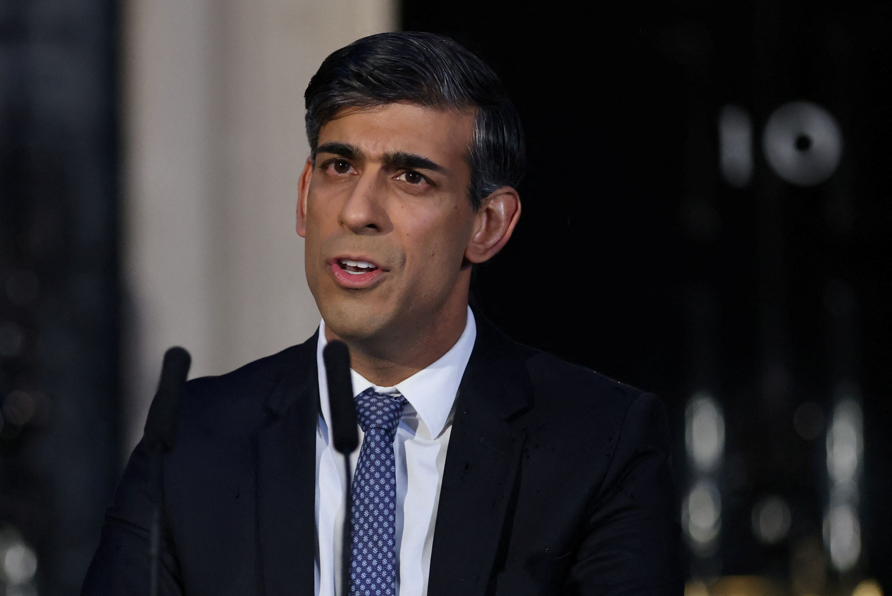 Britain's Prime Minister Rishi Sunak speaks outside 10 Downing Street in London, Britain, March 1, 2024. 