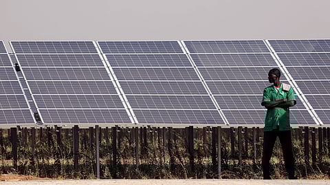 Solar panels are seen during the inauguration ceremony of the solar energy power plant in Zaktubi, near Ouagadougou, Burkina Faso, November 29, 2017. 