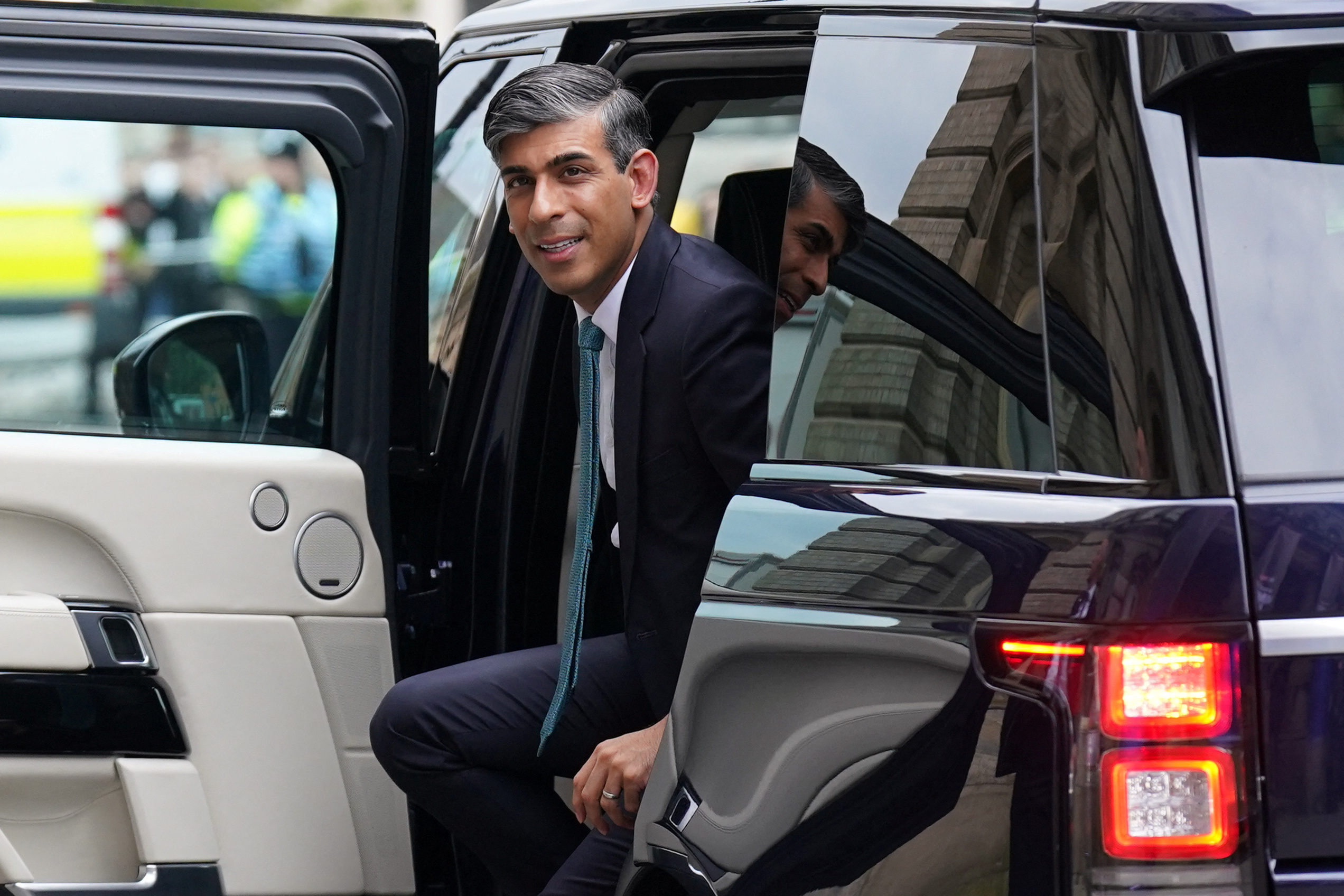 British Prime Minister Rishi Sunak arrives for a Sky News election event, in Grimsby, Britain. Picture date: Wednesday June 12, 2024. 