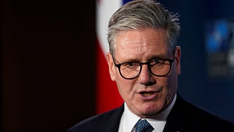 FILE PHOTO: Britain's Prime Minister Keir Starmer speaks as he participates in a bilaterla meeting with Secretary General of NATO Jens Stoltenberg, during NATO's 75th anniversary summit, in Washington, U.S. July 10, 2024. 
